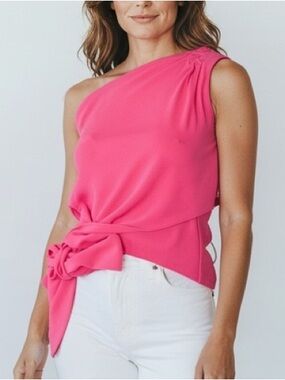 Krisa Chic Pink One-Shoulder Blouse